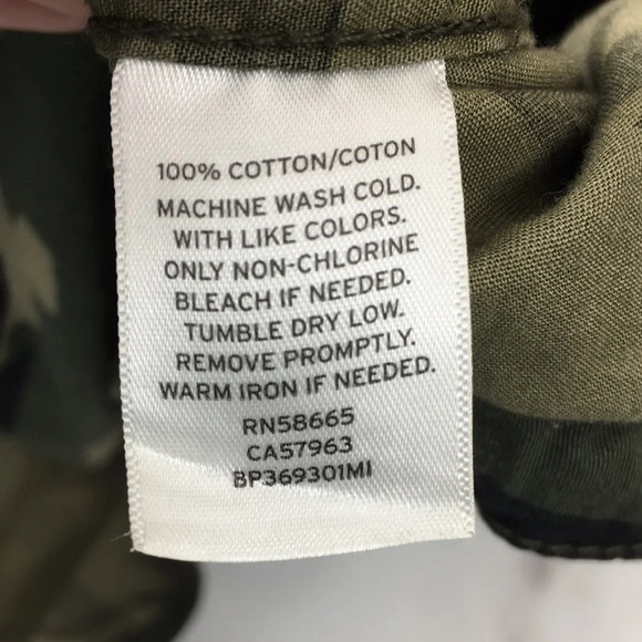 BP Nordstrom Green Camo Cotton Hooded Jacket Womens Small Snap Zip Up Longline - Picture 11 of 11